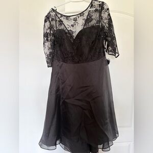Black Lace Illusion Cocktail Dress